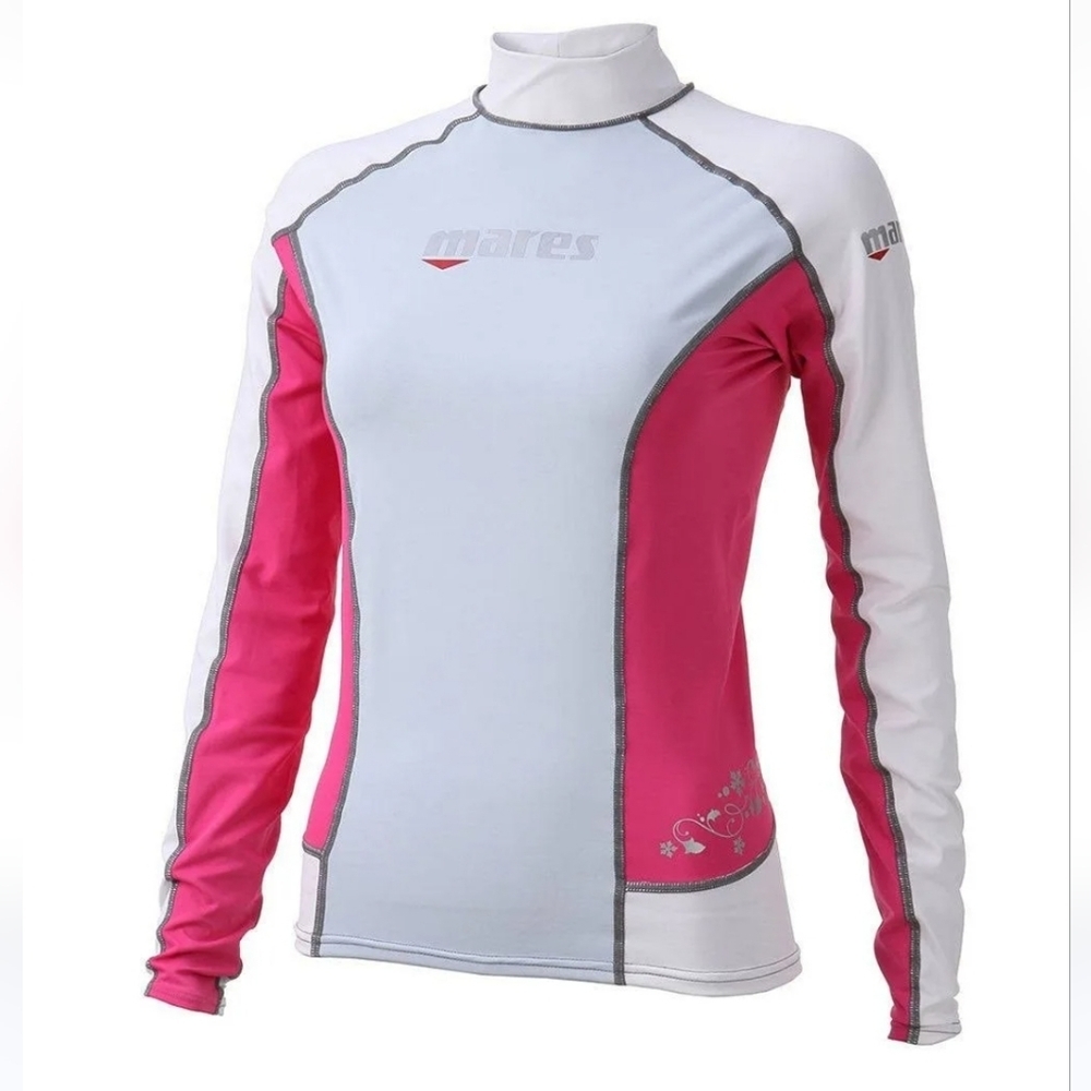 Mares Trilastic Rash Guard UV Protection Shirt Long Sleeve Pink lBlue size 14 - Picture 2 of 12